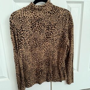 Talbots Animal Print Turtleneck Shirt XL